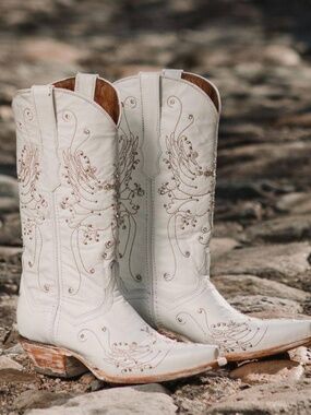 White Rhinestone Cowgirl Boots (Wedding Cowgirl Boots) by Soto